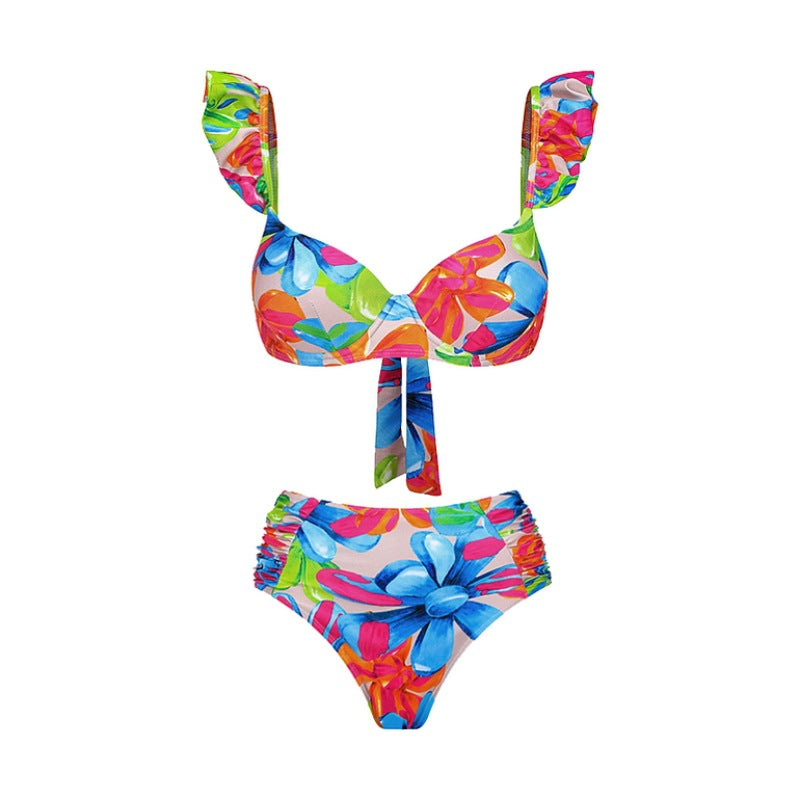Damen Einteiler Badeanzug mit raffinierten Cut-Out-Details und floralem Design EB
