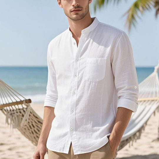 Herren Hemd im eleganten Henley-Stil mit strukturierter Baumwolle EB