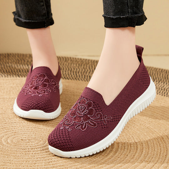 Damen Slip-On Socken Sneakers mit floralem Design EB