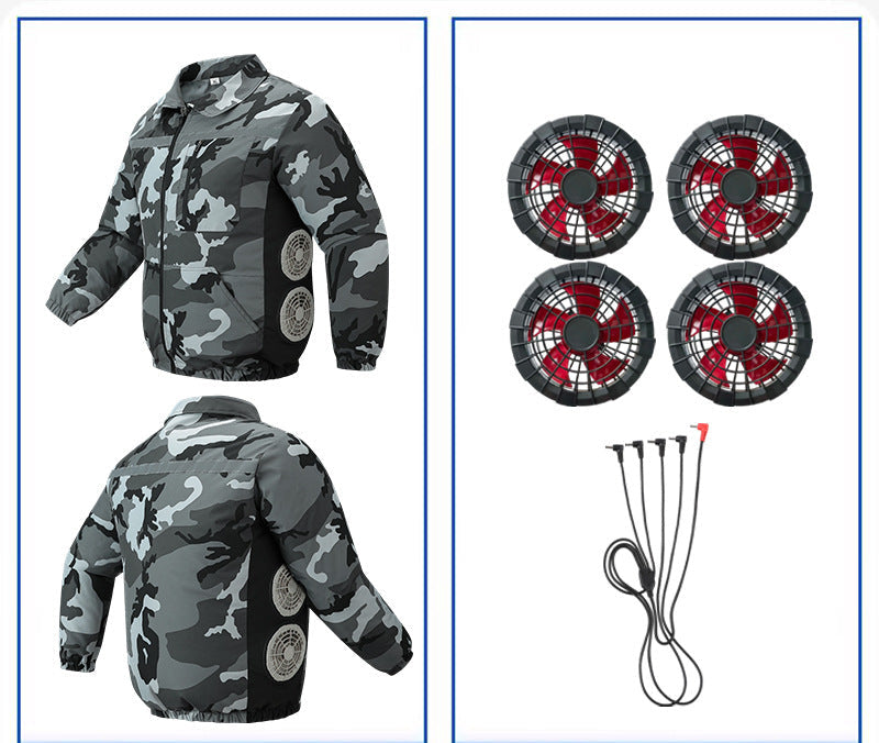 Unisex nan kühlende Ventilationsjacke mit integrierten seitlichen Lüftern und atmungsaktivem Funktionsmaterial R&B