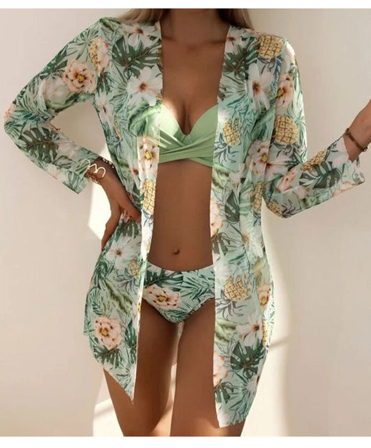 Damen geraffte Strandüberjacke mit floralem Muster EB