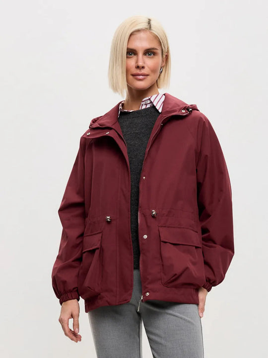 Damen leichte Windbreaker-Jacke mit verstellbarem Bund und praktischen Taschen EB