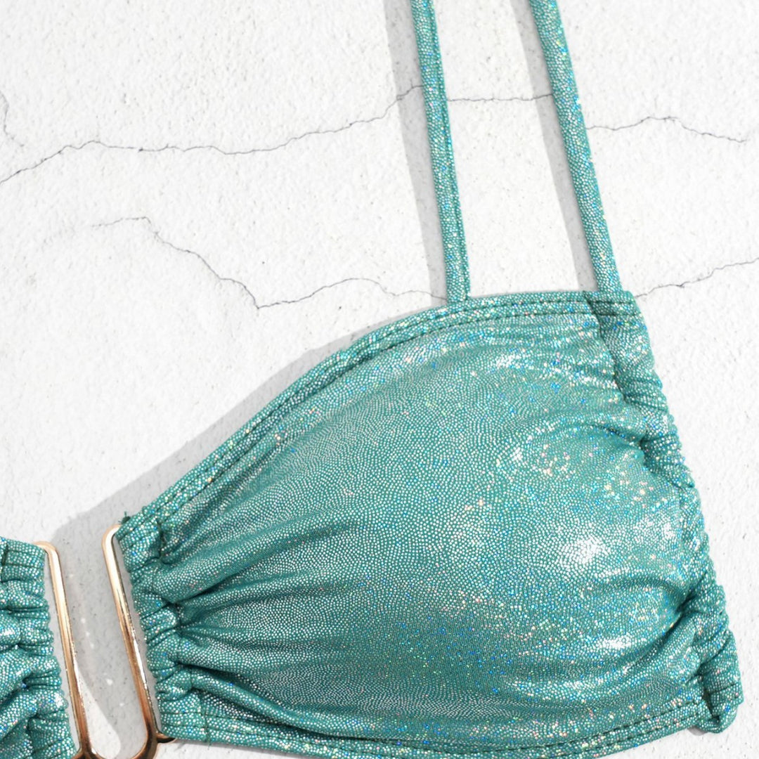 Damen Glänzender Bikini mit feinen Trägern EB
