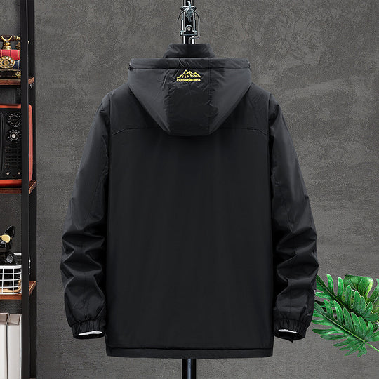 Herren wasserdichter isolierter Outdoorparka mit abnehmbarer Kapuze, Thermofutter und verdeckten Reißverschlusstaschen EB