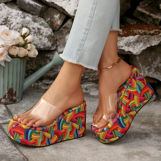 Damen Wedge-Pantoletten mit transparentem Obermaterial und komfortabler Sohle EB