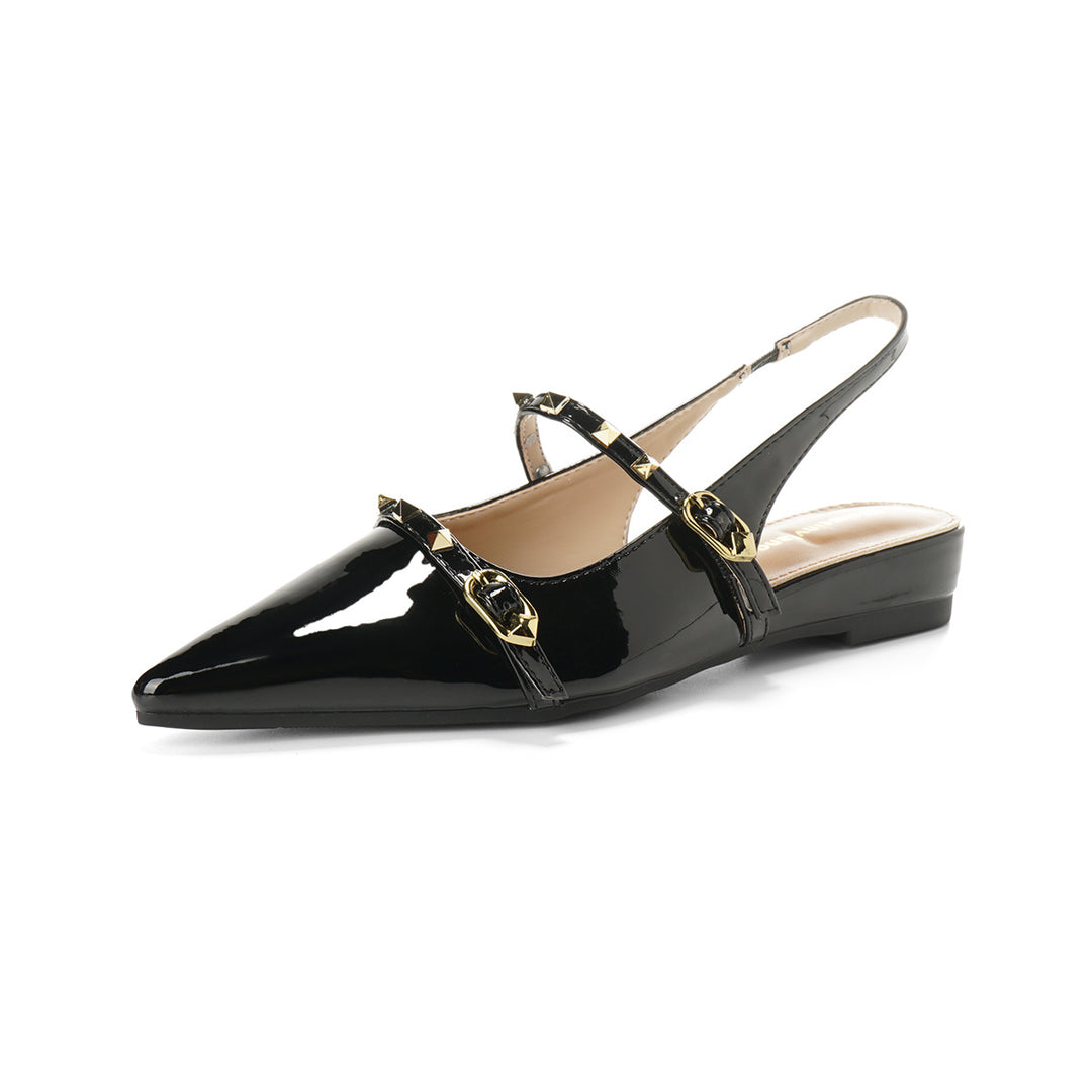 Damen elegante Slingback-Pumps mit modischem Riemendesign und glänzendem Akzent EB