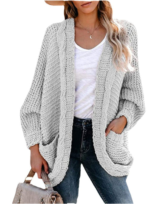 Damen Grobstrickjacke mit lässigem Schnitt und tiefen Taschen EB