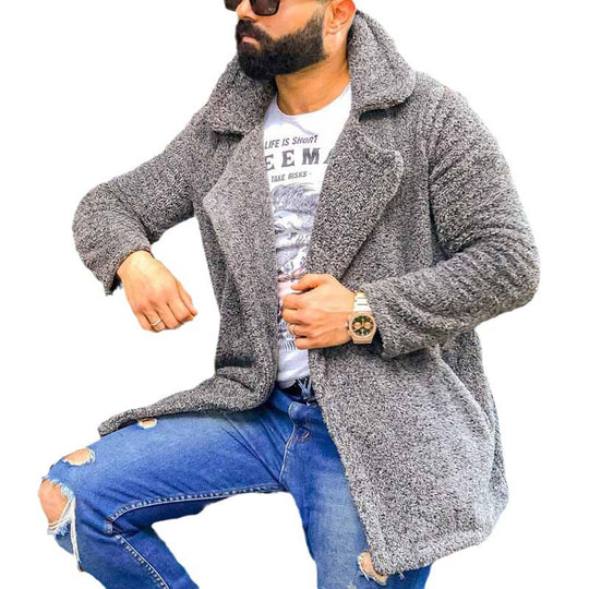 Herren kuschelige Herbstjacke mit weichem Teddyfell EB