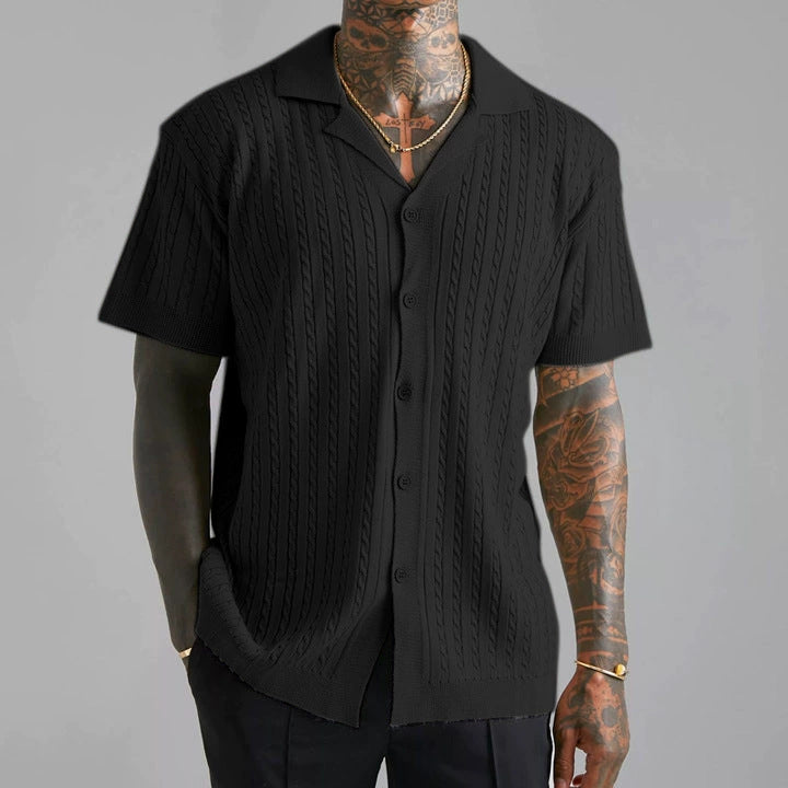 Herren Strickhemd mit strukturiertem Muster EB