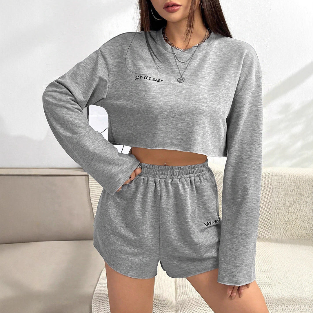 Damen Freizeit-Set mit lässigem Crop-Top und Shorts EB