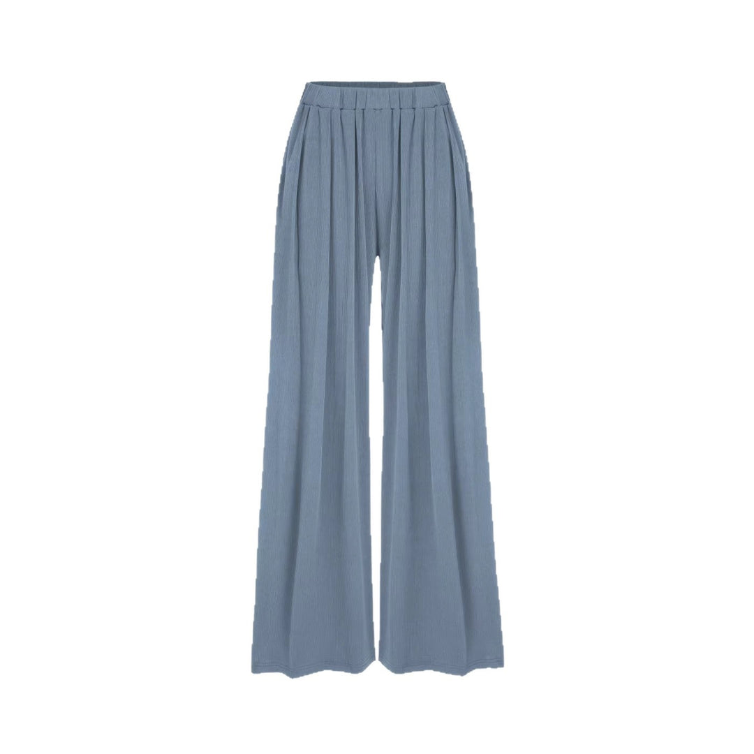 Damen weite Palazzo-Hose mit eleganten Falten und elastischem Bund EB