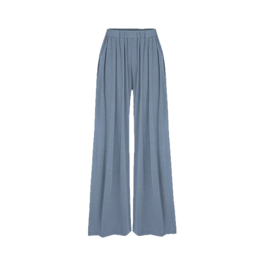 Damen weite Palazzo-Hose mit eleganten Falten und elastischem Bund EB