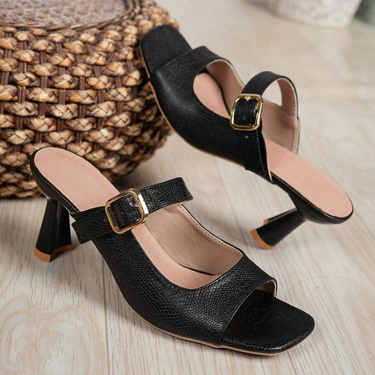 Damen elegante Slingback-Sandalen mit modischem Blockabsatz EB