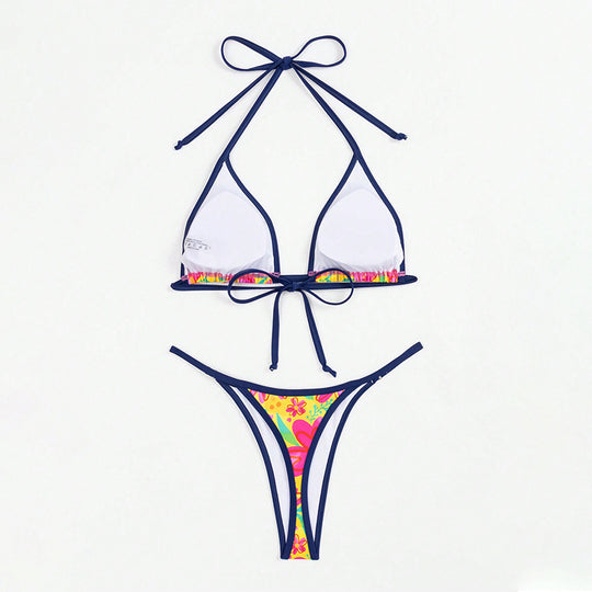 Damen Triangel-Bikini-Set mit floralem Muster und farbenfrohen Akzenten EB