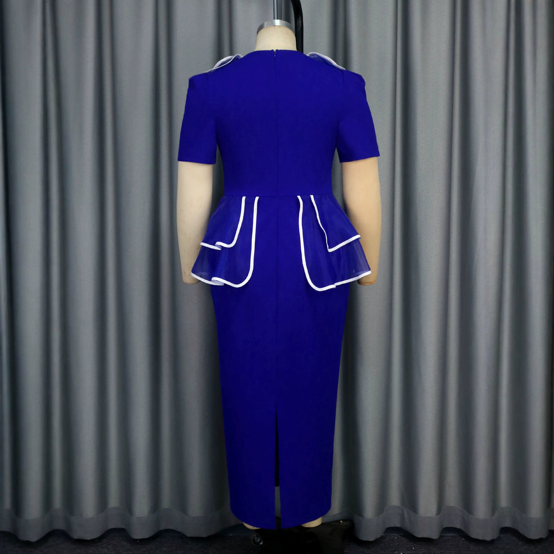 Damen figurbetontes Kleid mit fließendem Rüschendesign EB