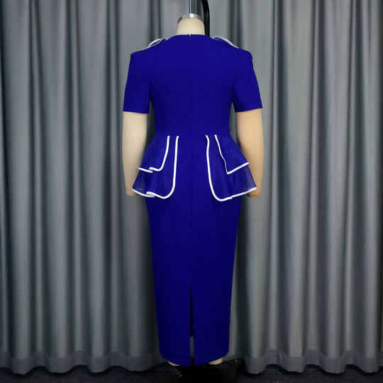 Damen figurbetontes Kleid mit fließendem Rüschendesign EB