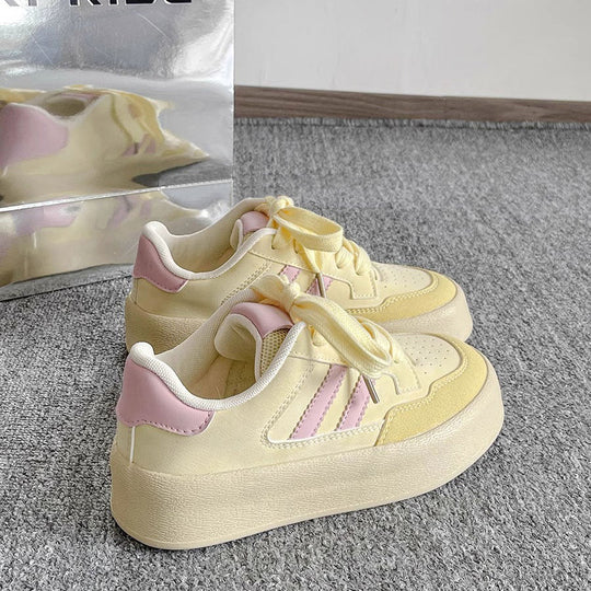 Damen Plattform Sneakers mit atmungsaktiver Obermaterialkombination und rutschfester Sohle EB