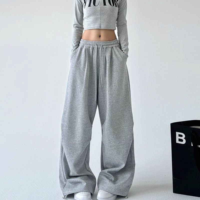Damen nan weite Jogginghose mit extra weitem Bein und Kordelzugbund aus French Terry EB