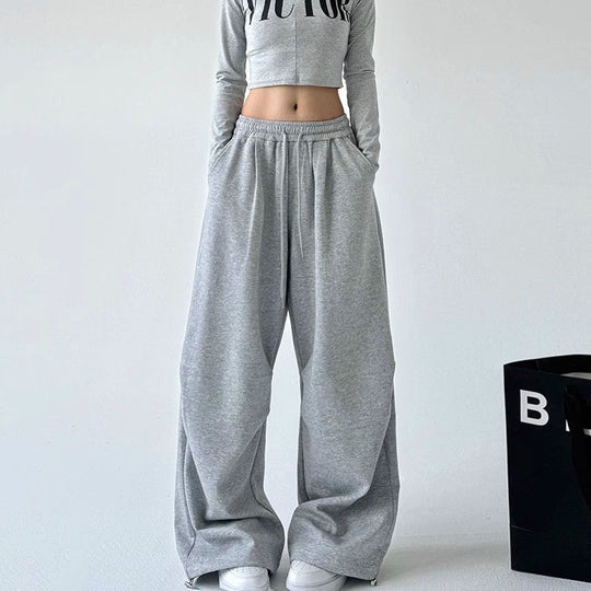 Damen nan weite Jogginghose mit extra weitem Bein und Kordelzugbund aus French Terry EB