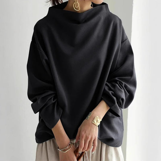 Damen oversized Pullover mit speziellem Kragen und lässigem Schnitt EB