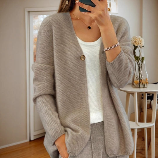 Damen Strickjacke mit strukturiertem Design und elegantem Knopf EB