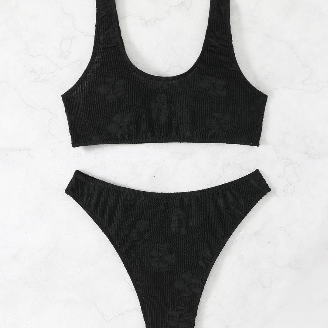 Damen Bikini-Set mit strukturierter Oberfläche und tiefem Halsausschnitt EB