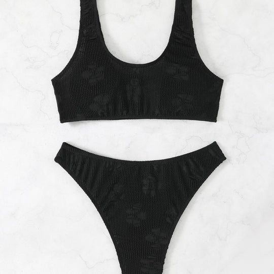 Damen Bikini-Set mit strukturierter Oberfläche und tiefem Halsausschnitt EB