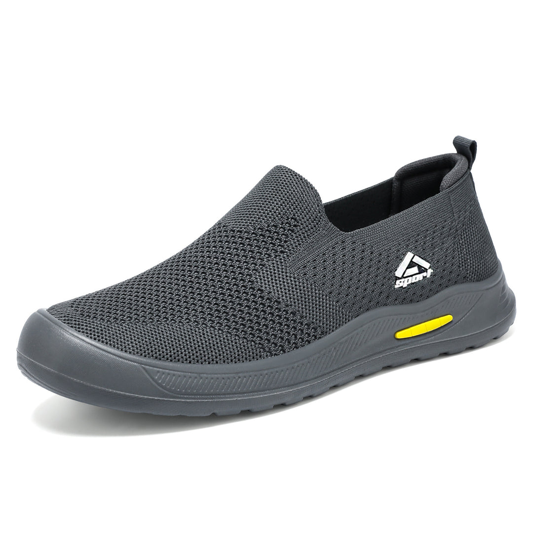 Herren nan atmungsaktiver Slip-On Arbeitsschuh mit nahtlosem Strickoberteil, stoßdämpfender EVA-Zwischensohle und rutschfester Gummilaufsohle EB