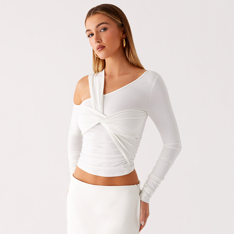 Damen Raffiniertes Longsleeve Shirt mit asymmetrischem Design EB
