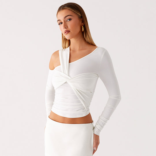 Damen Raffiniertes Longsleeve Shirt mit asymmetrischem Design EB