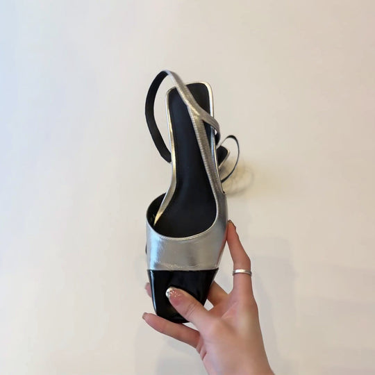 Damen Slingback-Pumps mit glänzender Kappe und modischem Riemchen EB
