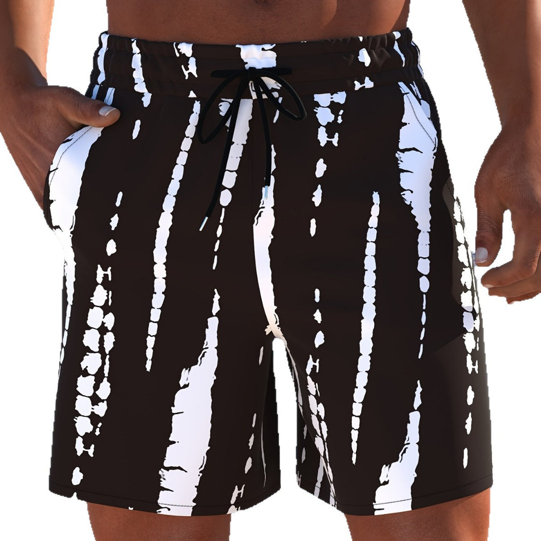 Herren Badeshorts mit modernem Streifen-Design und elastischem Bund EB
