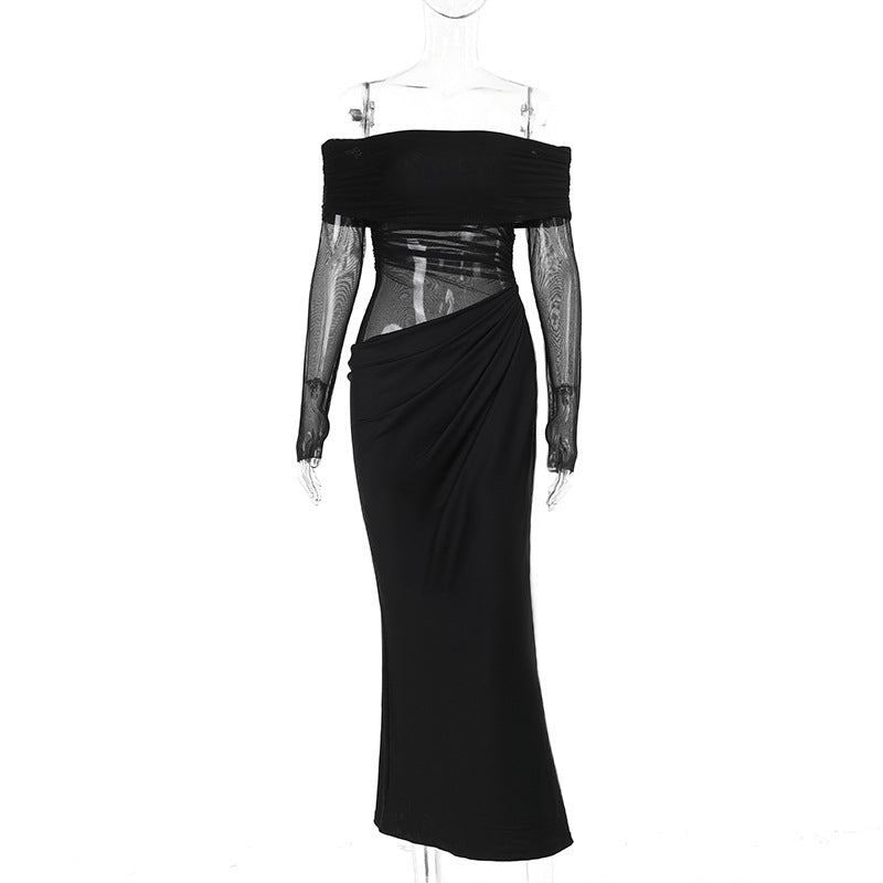 Damen Off-Shoulder Wickelkleid mit Rüschendetails EB