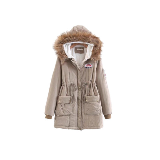 Damen Langer Utility-Parka mit Teddyfutter, Kapuze mit Kunstfell und Kordelzug EB