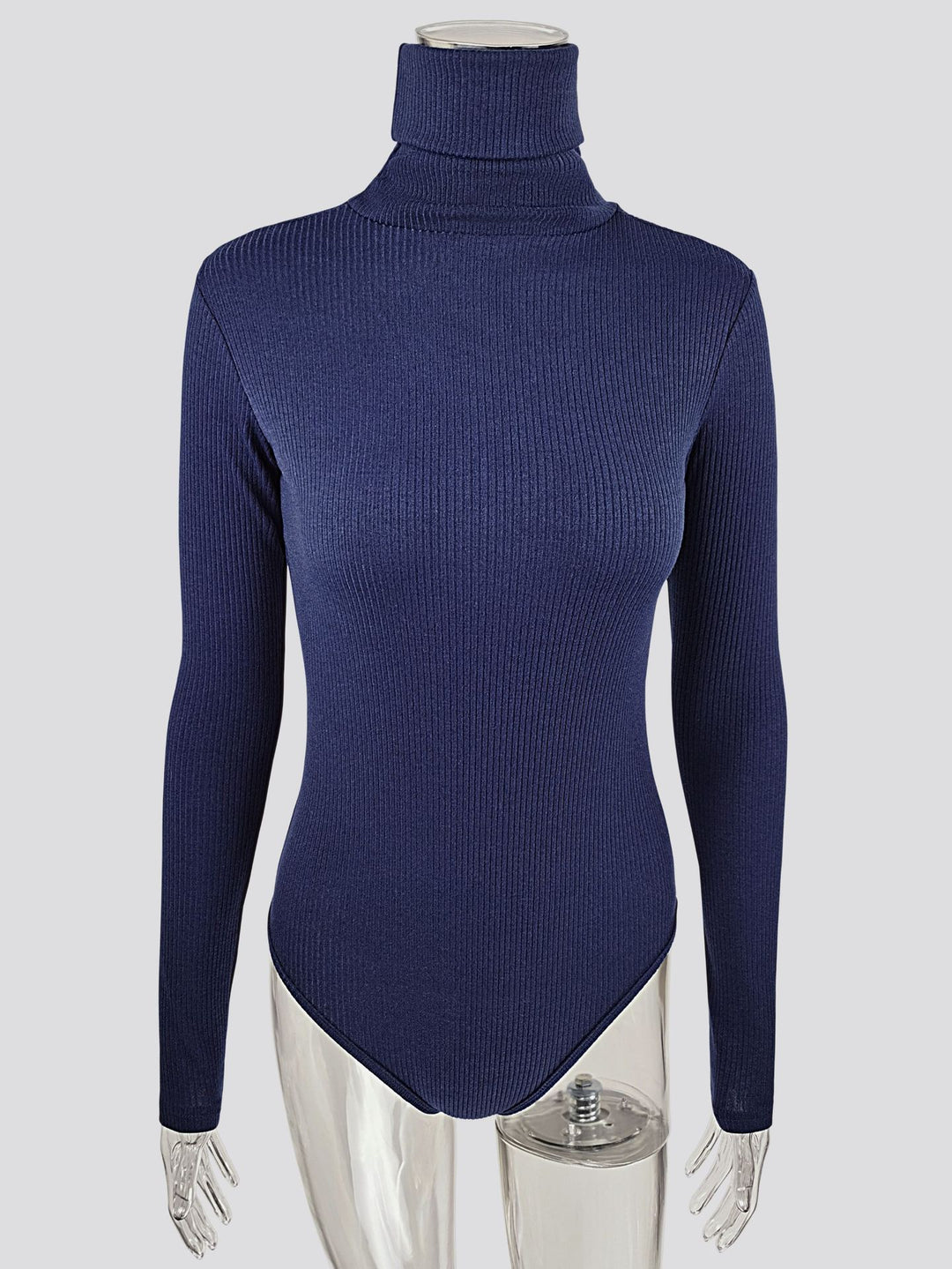 Damen Figurbetontes Langarmbody mit hohem Kragen EB