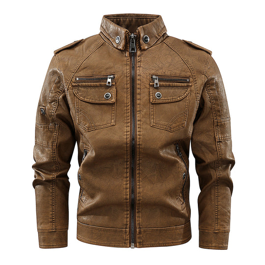 Herren stylische Bikerjacke mit praktischen Taschen und hochgeschlossenem Kragen EB