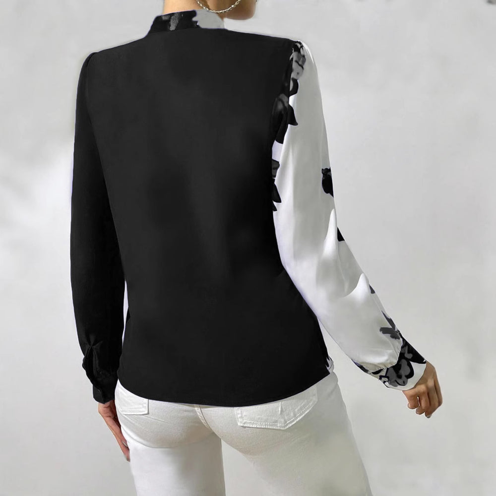 Damen Bluse mit einzigartigem floralen Muster und elegantem V-Ausschnitt EB