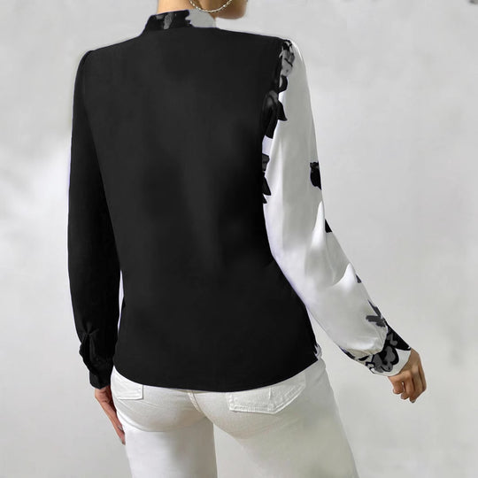 Damen Bluse mit einzigartigem floralen Muster und elegantem V-Ausschnitt EB