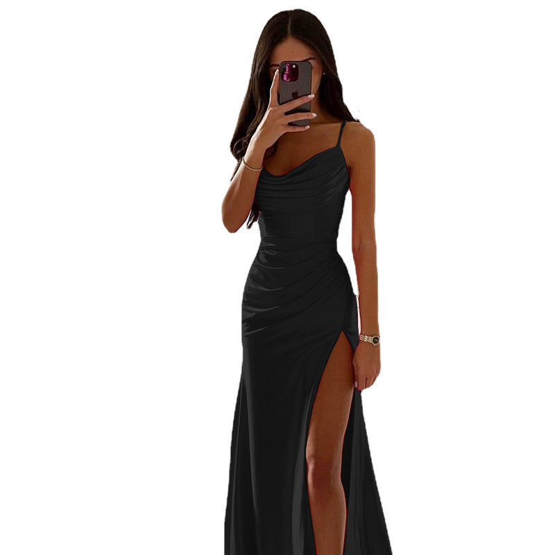 Damen Maxikleid mit schickem Seitenschnitt und eleganter Drapierung EB