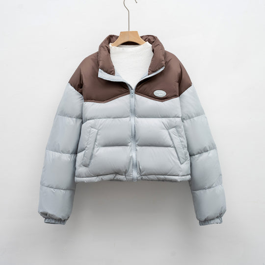 Damen modische kurz geschnittene Steppjacke mit hohem Kragen und praktischem Reißverschluss EB