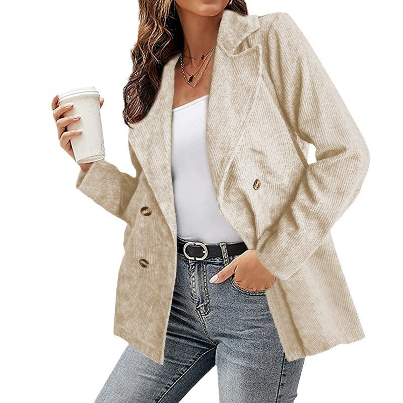 Damen Modernes Cordblazer mit lässigem Schnitt und praktischen Taschen EB