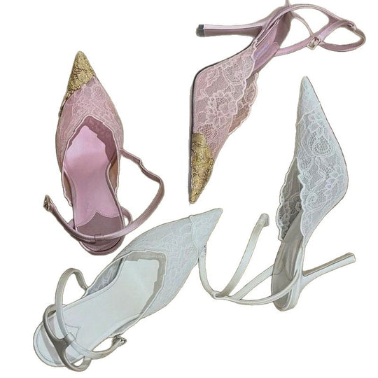 Damen spitze Ballerinas mit elegantem Spitzen-Design EB