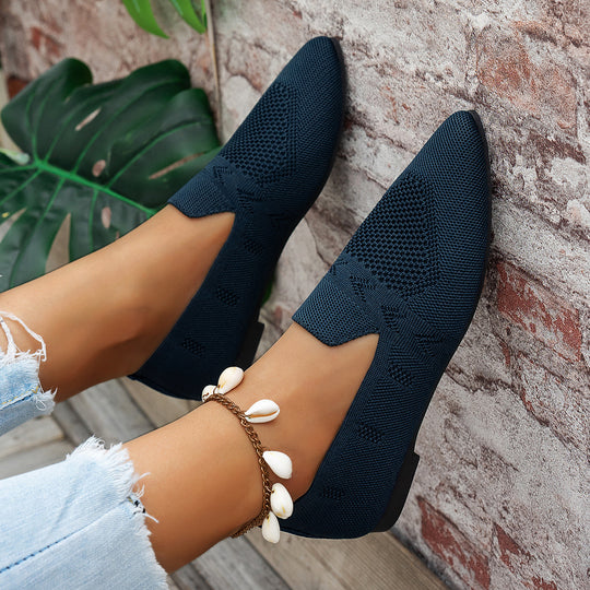 Damen Ballerinas mit kreativem Hahnentrittmuster und flexiblem Fußbett EB