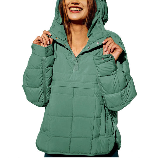 Damen lässige Steppjacke mit Kapuze und Eingrifftaschen EB