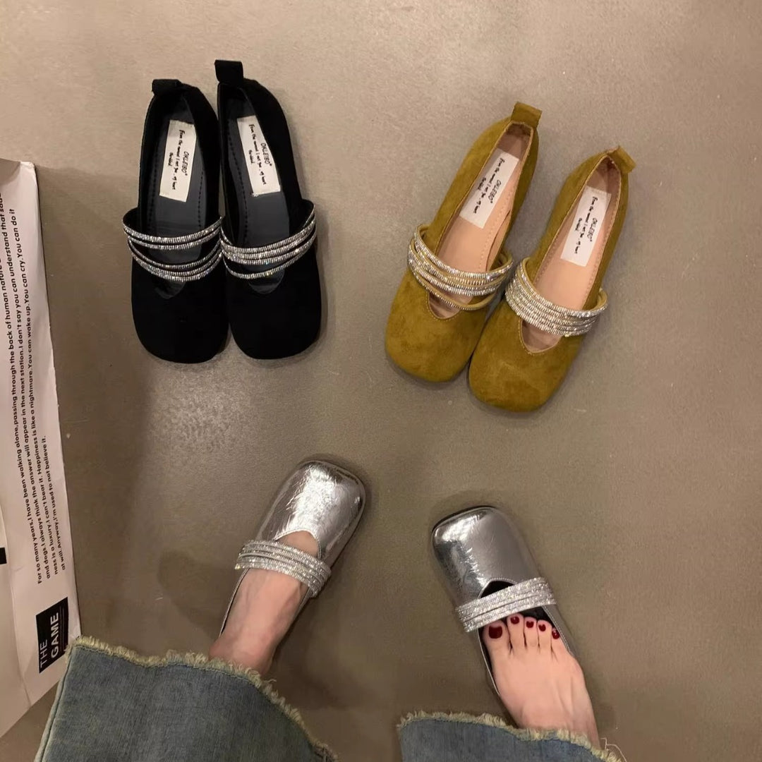 Damen elegante Ballerinas mit modischem Applikationsdetail EB