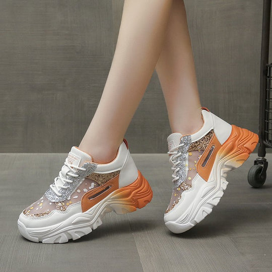 Damen Chunky Sneakers mit Glitzerdetails und ergonomischer Sohle EB