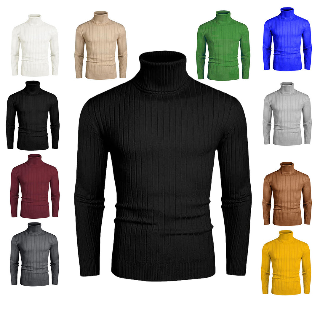 Herren eleganter Rollkragenpullover aus feinem Rippenstrick EB