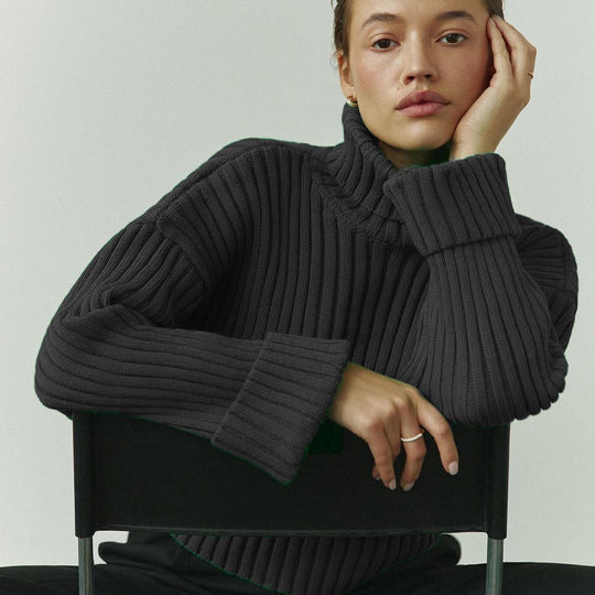 Damen Strickpullover mit hohem Kragen EB