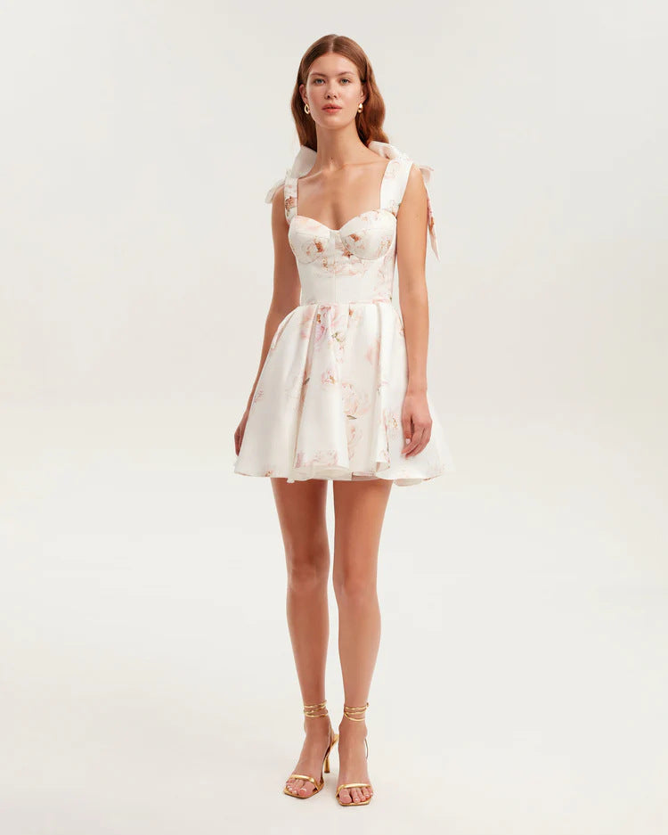 Damen Verspieltes Minikleid mit floralem Design und raffinierten Trägern EB