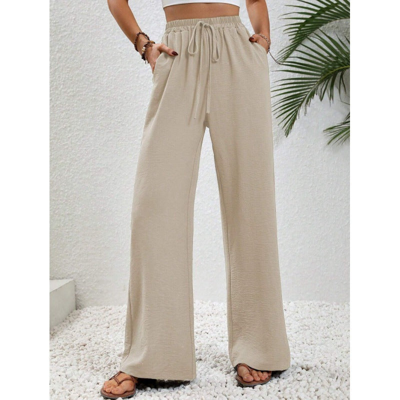 Damen luftige Paltz-Hose mit elastischem Bund und praktischen Taschen EB